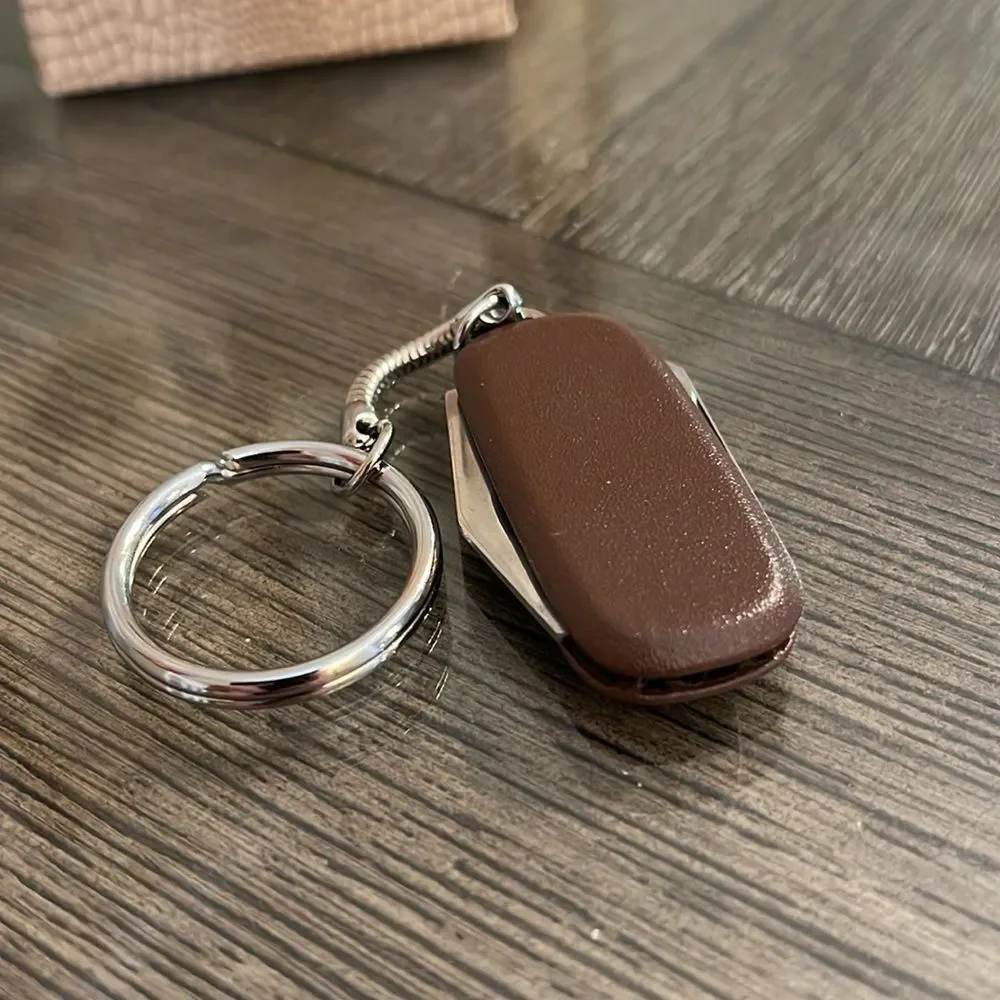 Vintage 1983 Avon Pocket Penknife Keychain Brown Simulated Leather